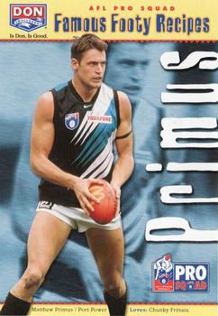 1999 Don Smallgoods AFL Pro Squad Famous Footy Recipes Series 2 #13 Matthew Primus Front